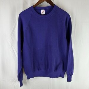 VTG 90s JERZEES Sweater Womens Sz XL Purple Blank Crew Neck Sweatshirt USA *Flaw